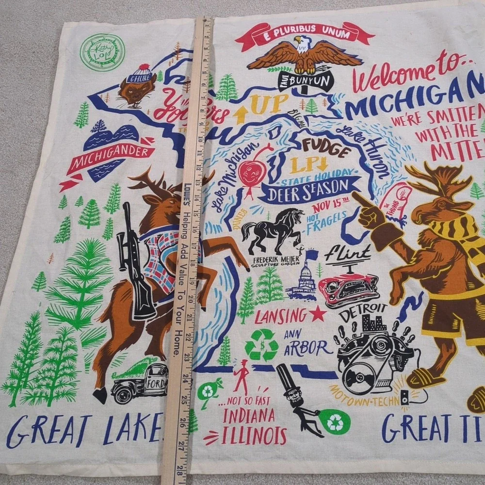 Primitives By Kathy LOL Michigan MI 28 X 28 Tea Towel Kitchen Wall Hanging‎